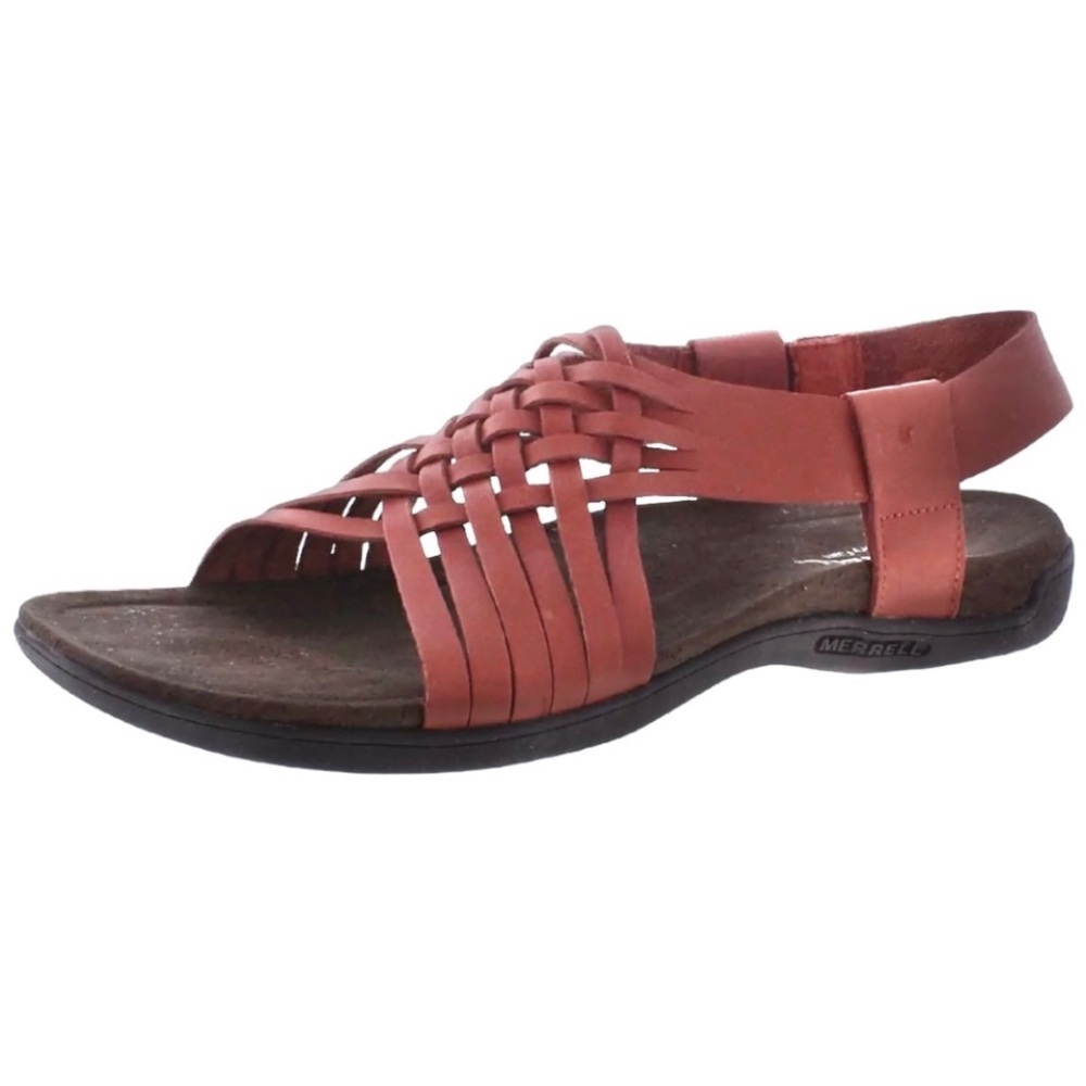 Merrell huaraches district Mahana blackstrap redwood woven leather sandal size 9